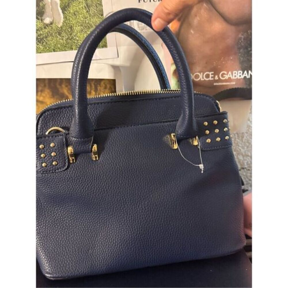 Rocker studded navy hobo tote bag